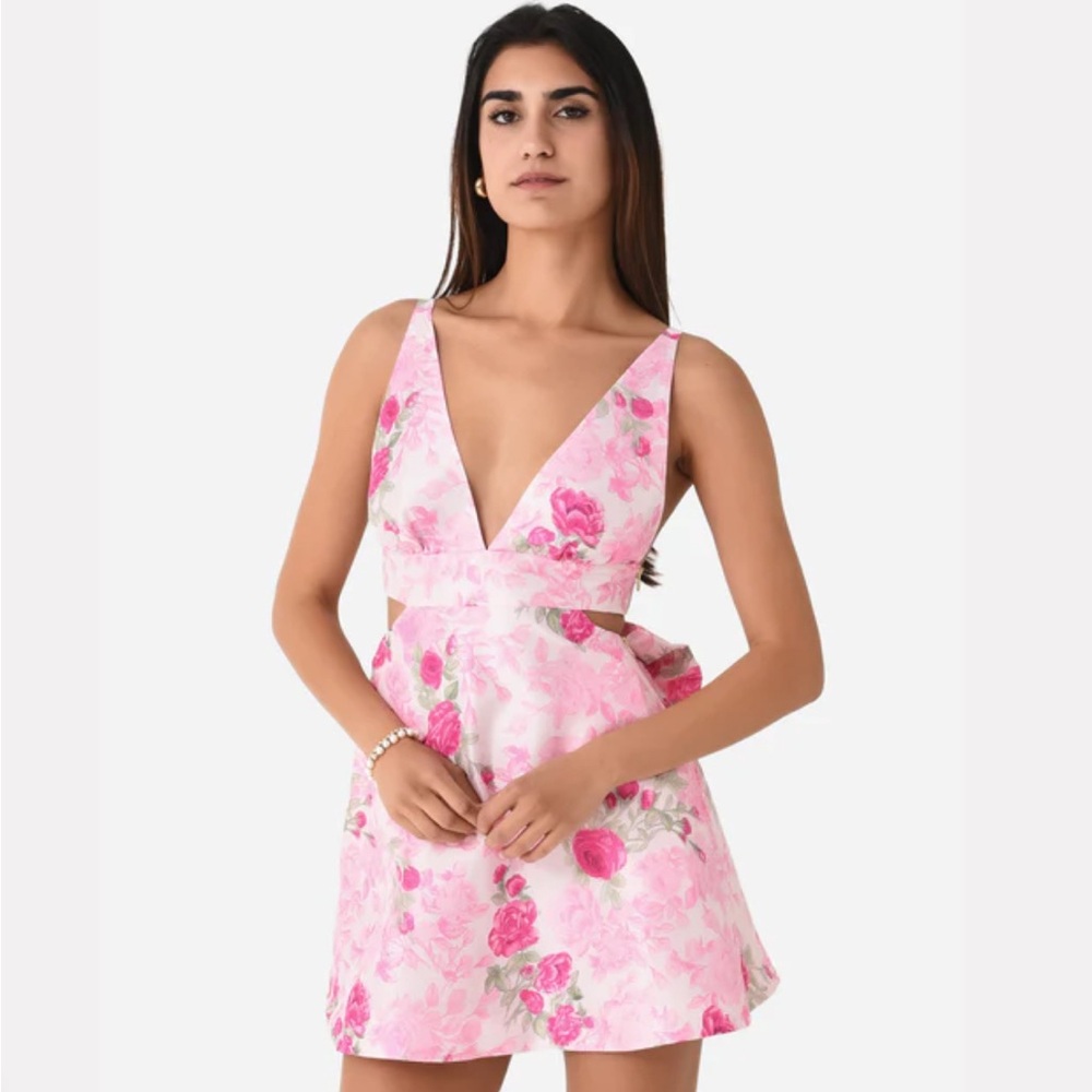 LoveShackFancy Pink Floral Mini Dress